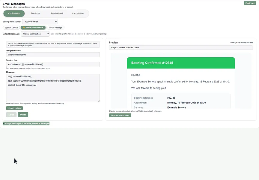 Edit a customer email recorded in the real Booking Tree interface with dummy data
